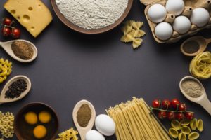 still life, Noodles, Eggs, Food, Cheese, Tomatoes