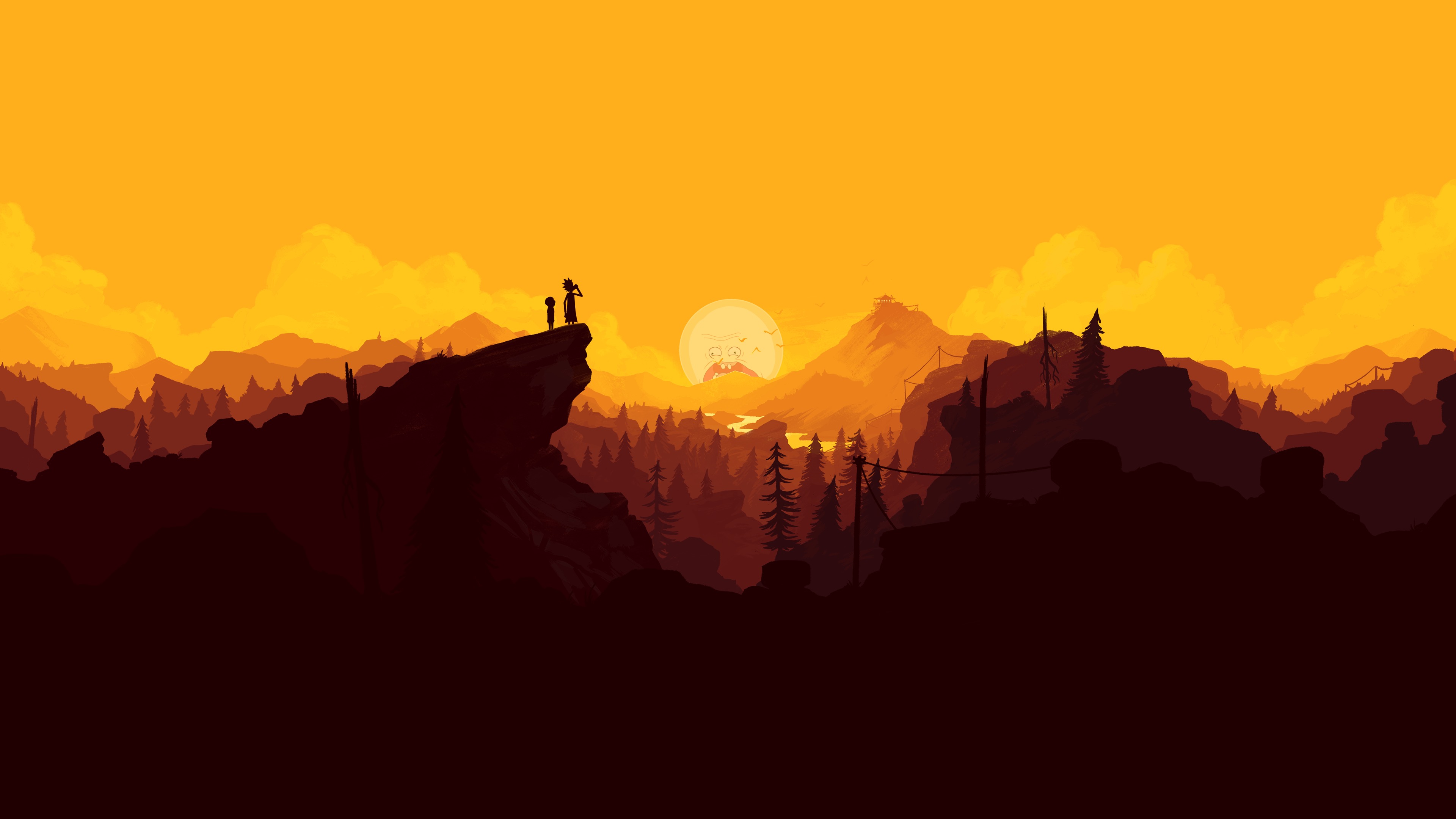 wubalubadubdub, Mountains, Gamer, Rick and Morty, Sunset, River, Firewatch Wallpaper