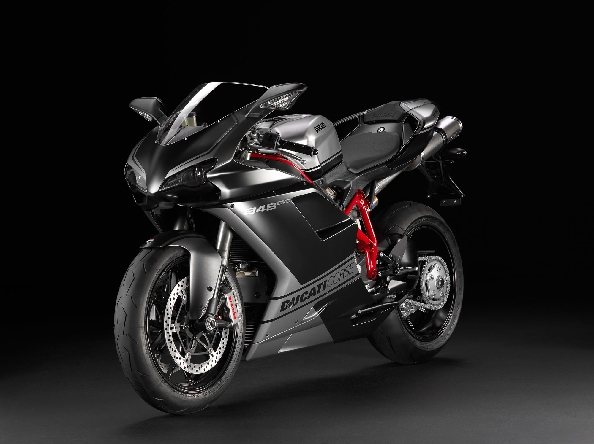 motorcycle, Ducati 848 EVO Course Special Edition, Black background Wallpaper