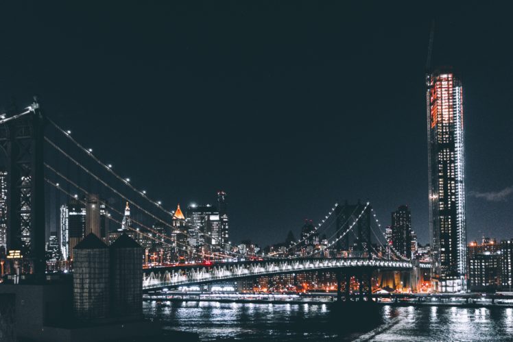 city, Bridge, Lights, Night, Brooklyn HD Wallpaper Desktop Background