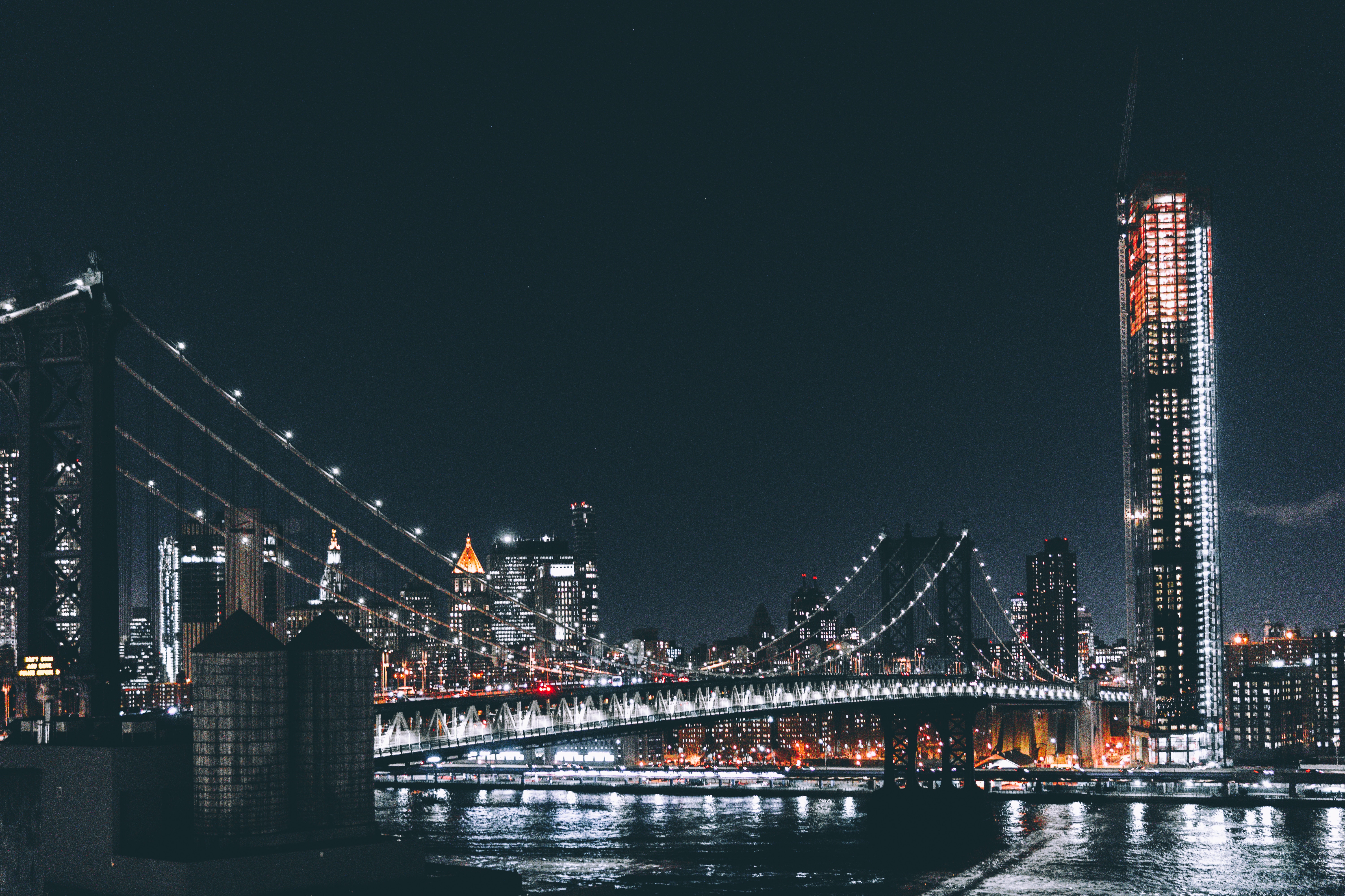 city, Bridge, Lights, Night, Brooklyn Wallpaper