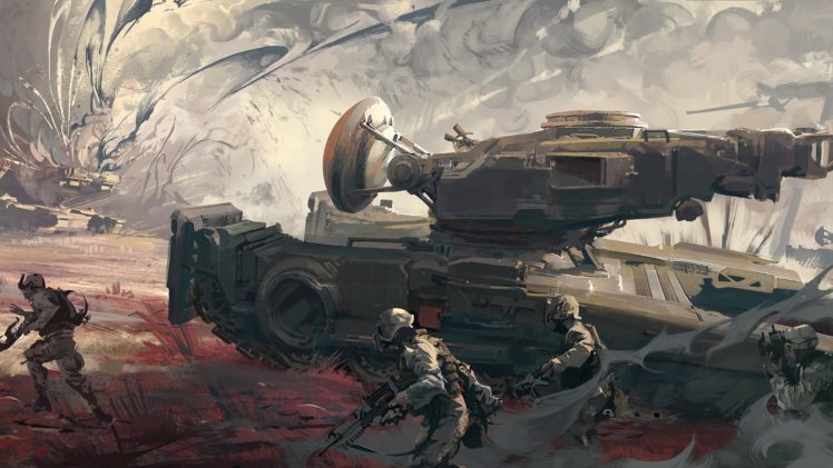 soldier, Digital art, Tank HD Wallpaper Desktop Background