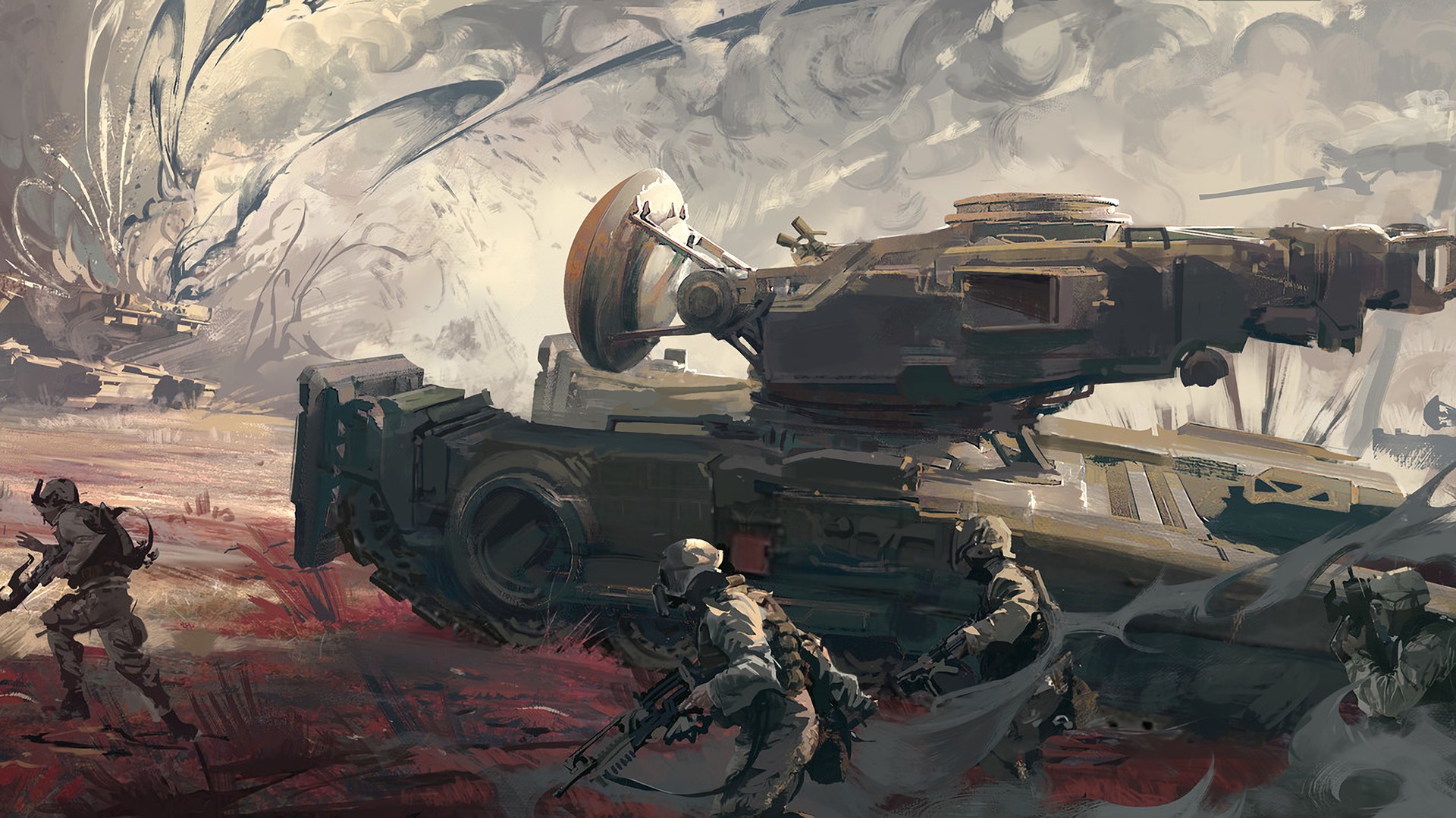 soldier, Digital art, Tank Wallpaper