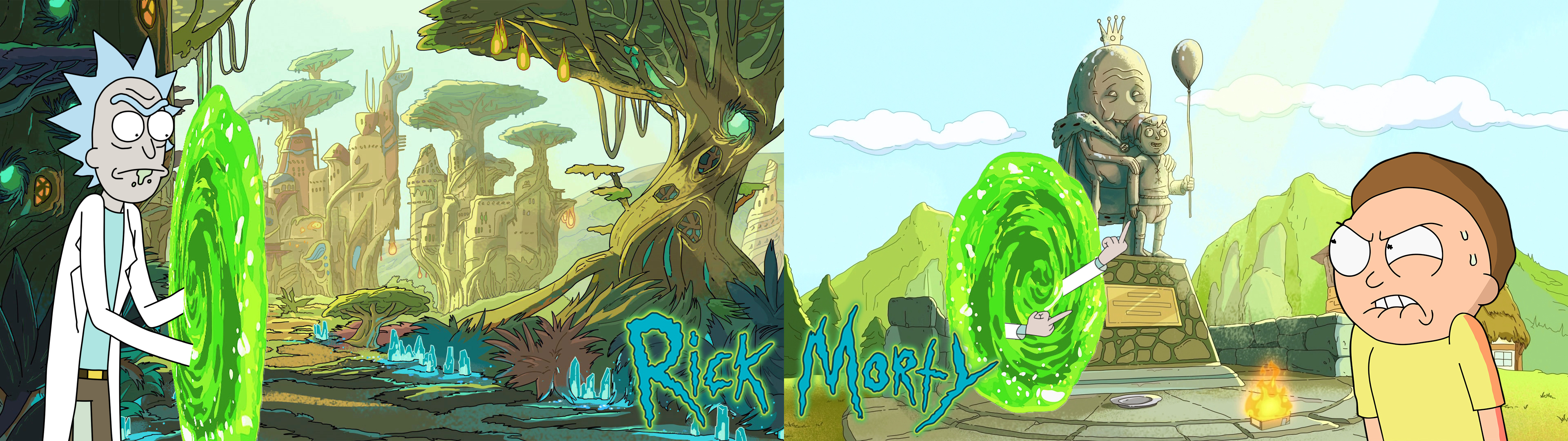 Rick and Morty, Dual monitors, Dual display Wallpaper