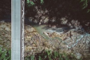 aerial view, Trees, Portrait display, Bridge, Dead trees, Forest, Water, Car, USA