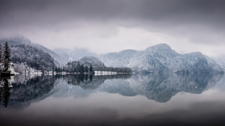 lake, Bavaria, Germany, Lake Kochel, Winter, Nature HD Wallpaper Desktop Background