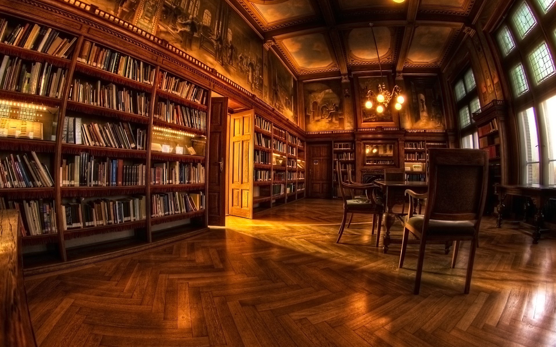 interior, Interior design, Library Wallpaper