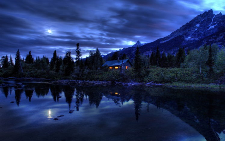 landscape, House, Lake, Cabin HD Wallpaper Desktop Background