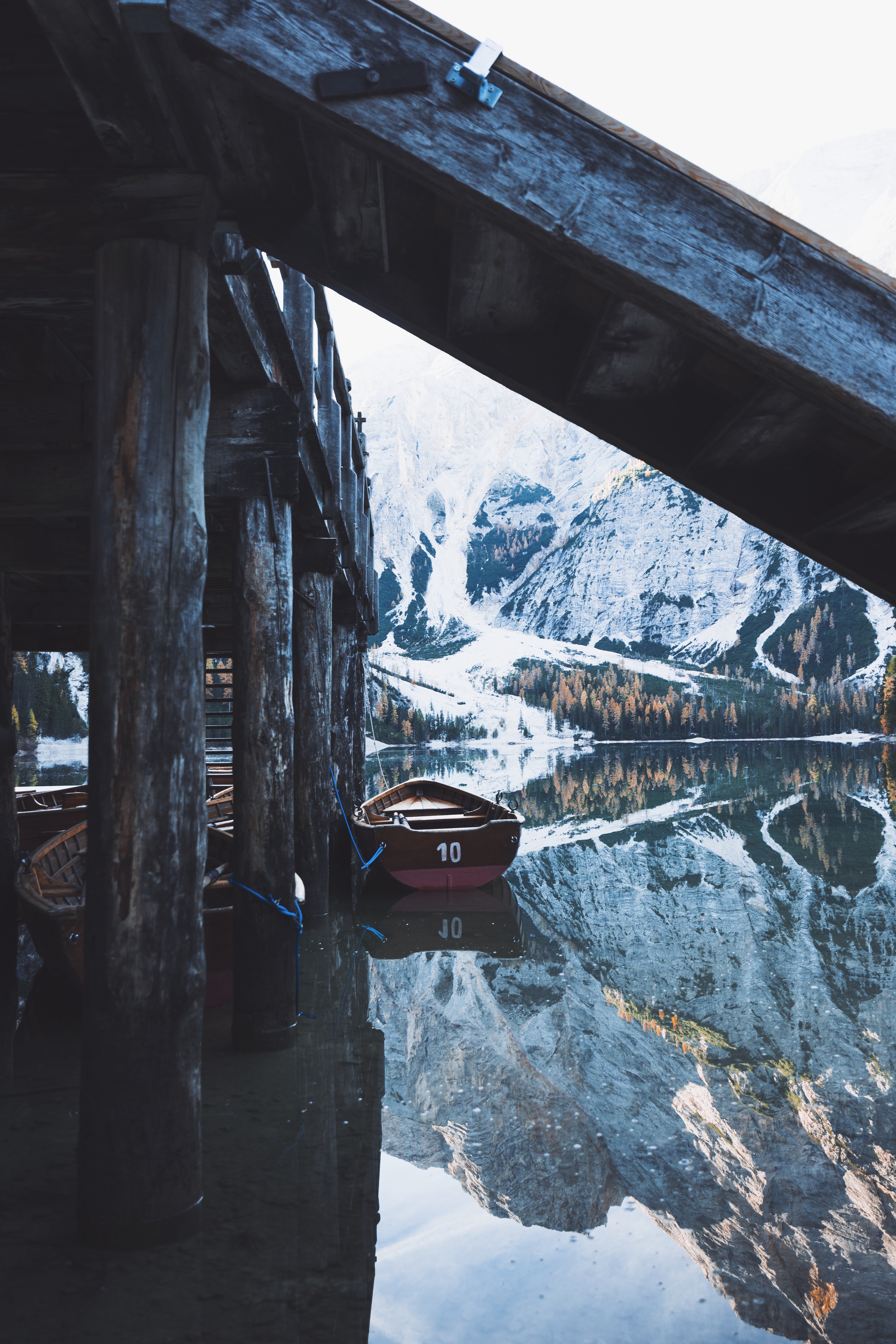 nature, Water, Boat, Snow, Mountains, Trees Wallpaper