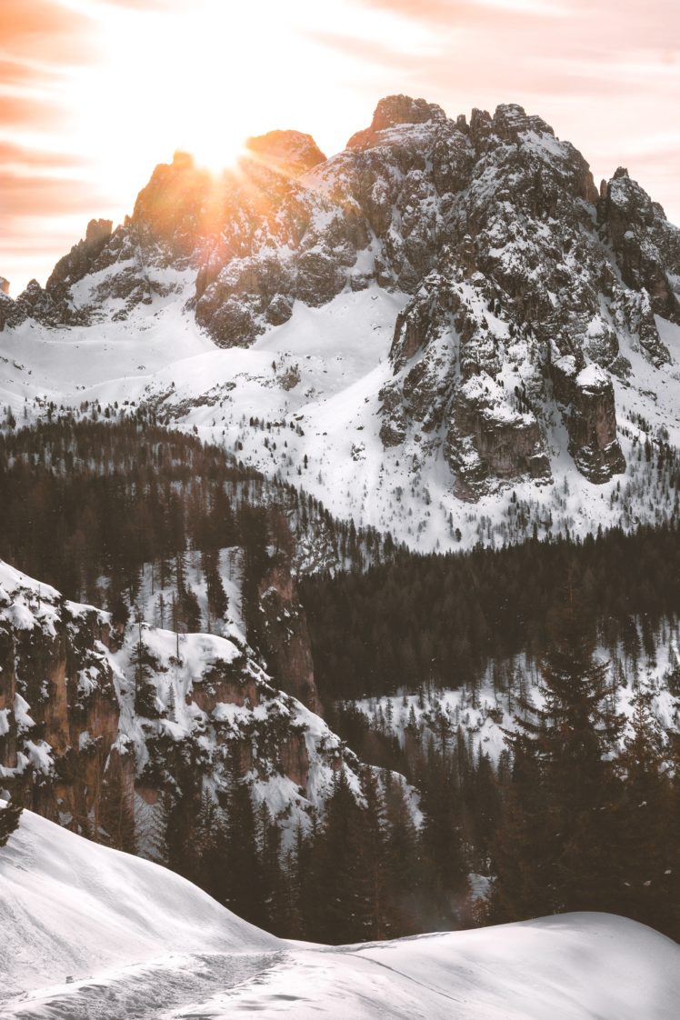 nature, Mountains, Snow, Trees, Sunlight HD Wallpaper Desktop Background