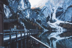 nature, Water, Mountains, Snow, Trees