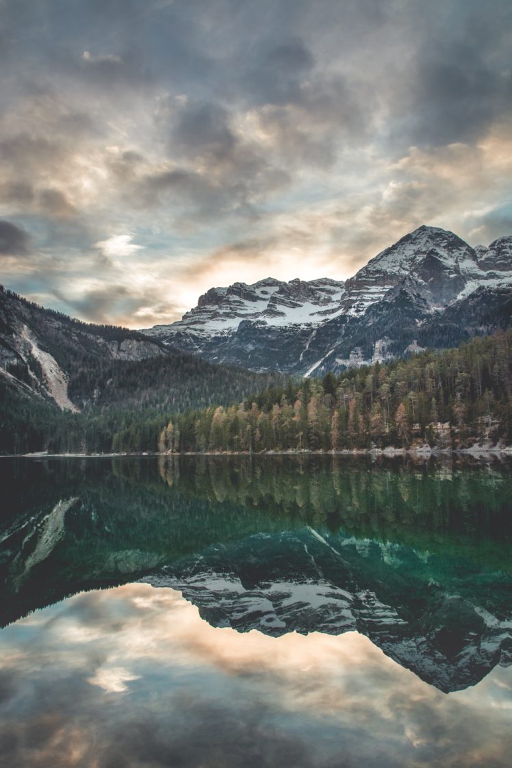 mountains, Nature, Water, Trees, Snow HD Wallpaper Desktop Background