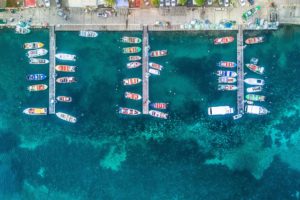 Guadeloupe Island, Aerial view, Boat