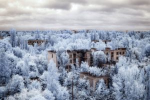 Vladimir Migutin, Infrared, Photography, Chernobyl, Ukraine, Nature, Landscape, Trees, Forest, Clouds, Abandoned, Building, Pripyat