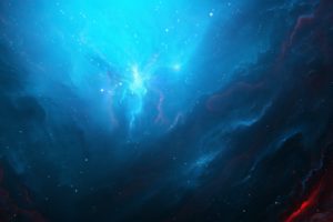 nebula, Space, Stars, Artwork, Digital art, Blue