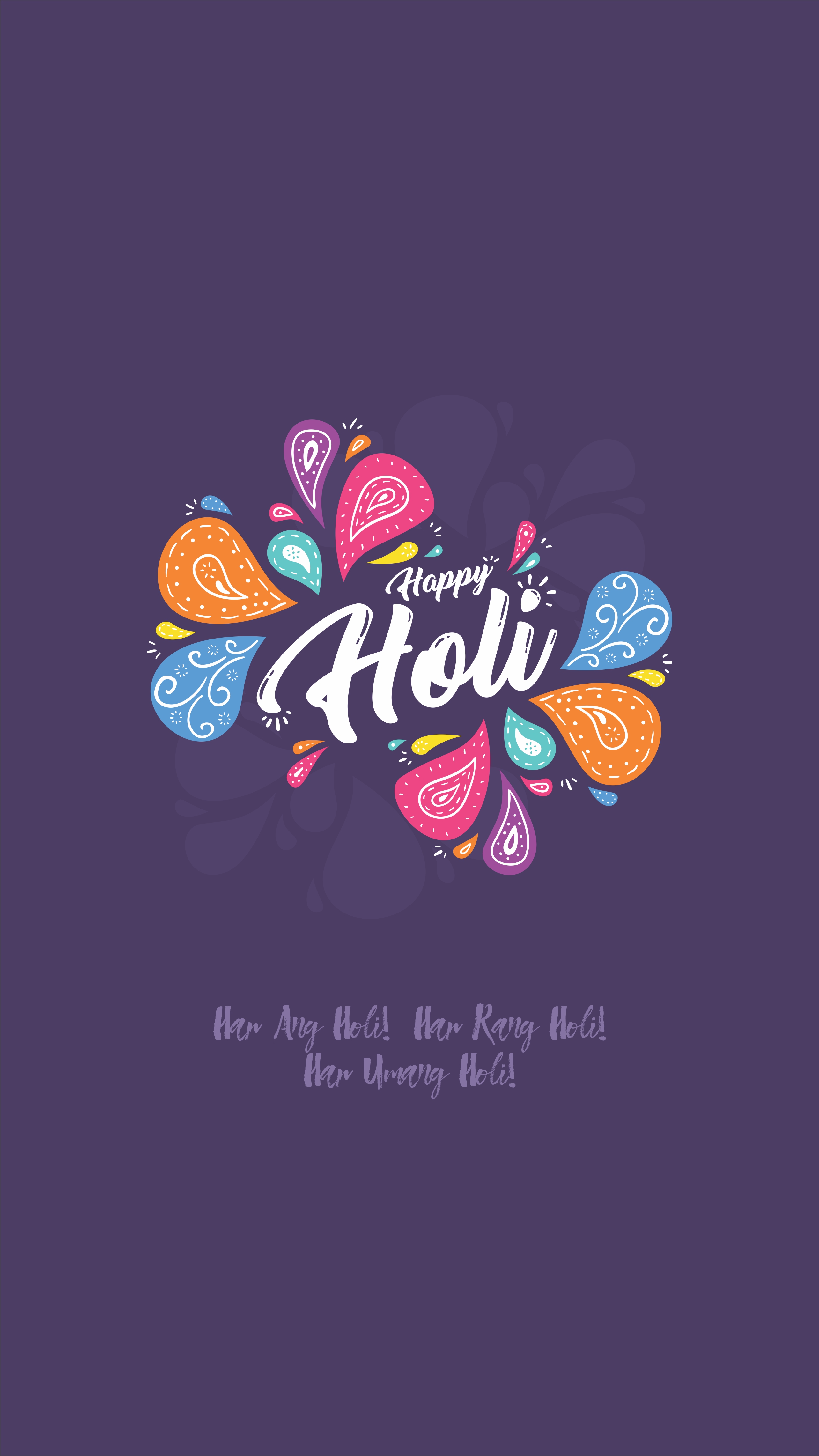 Happy Holi, Potrait, Colorful, Phone, Simple background Wallpaper