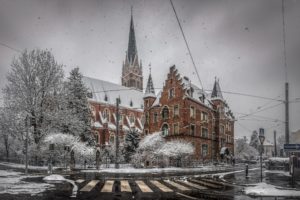 winter, City, Building, Snow