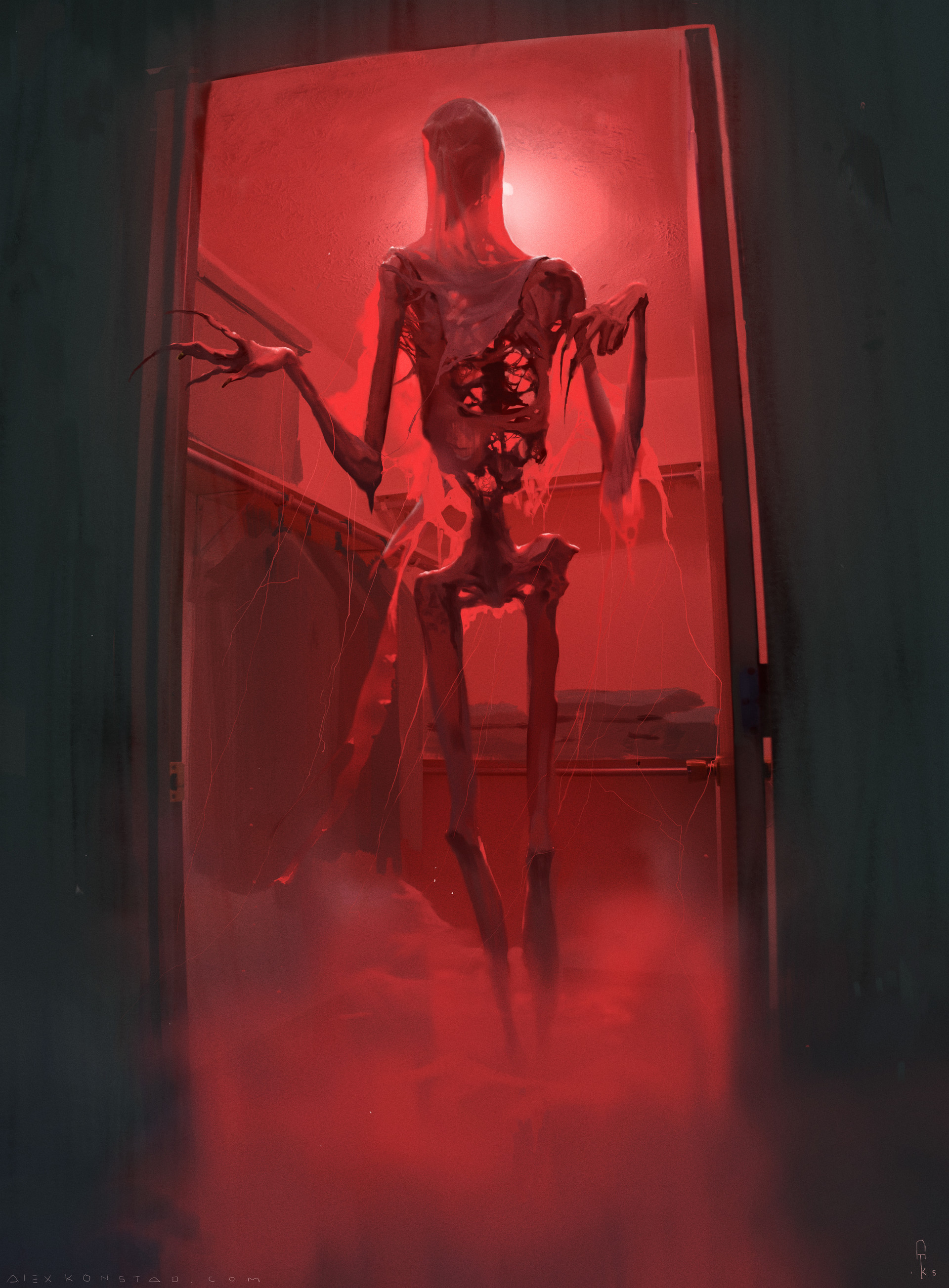 Alex Konstx, Nightmare, Drawing, Bathroom, Skeleton Wallpaper