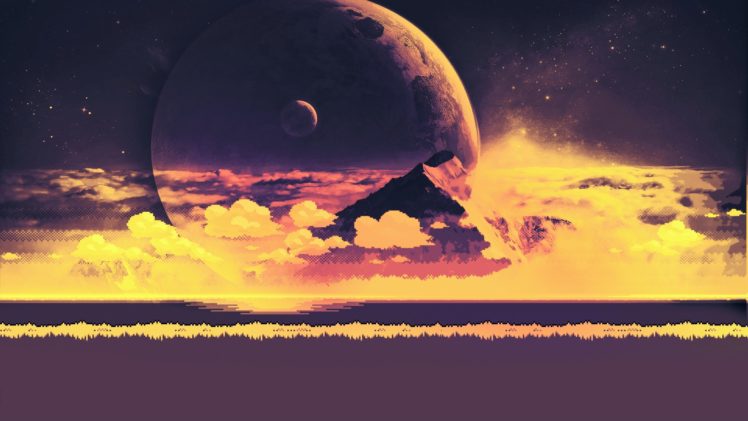 space, Moon, Stars, Pixels HD Wallpaper Desktop Background