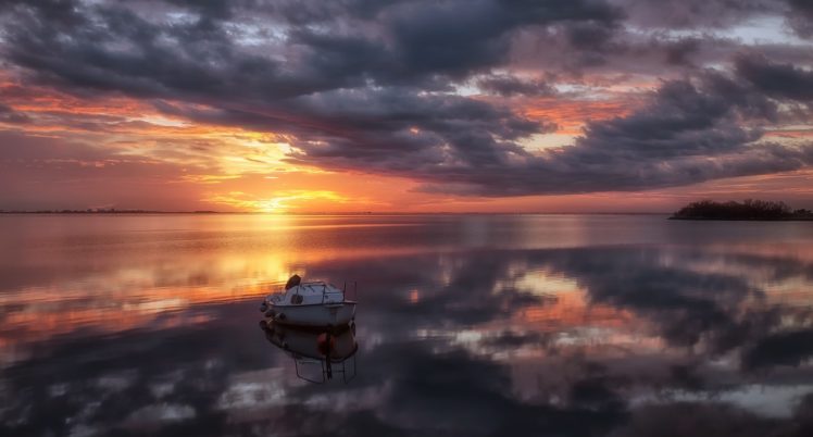 boat, Sunlight, Nature, Water, Sky HD Wallpaper Desktop Background
