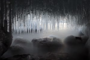ice, Winter, Stones, Cave, Nature