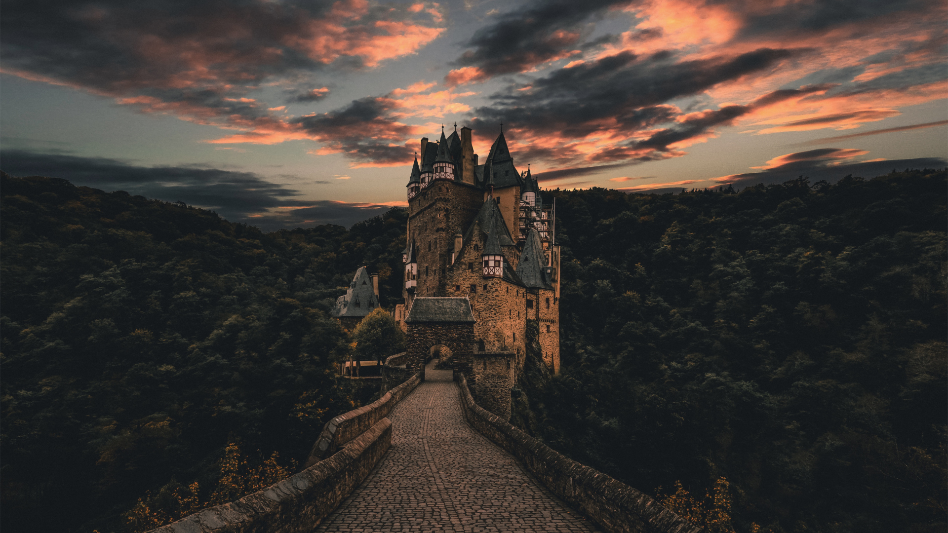 castle, Architecture, Germany, Forest, Trees, Clouds, Depth of field Wallpaper