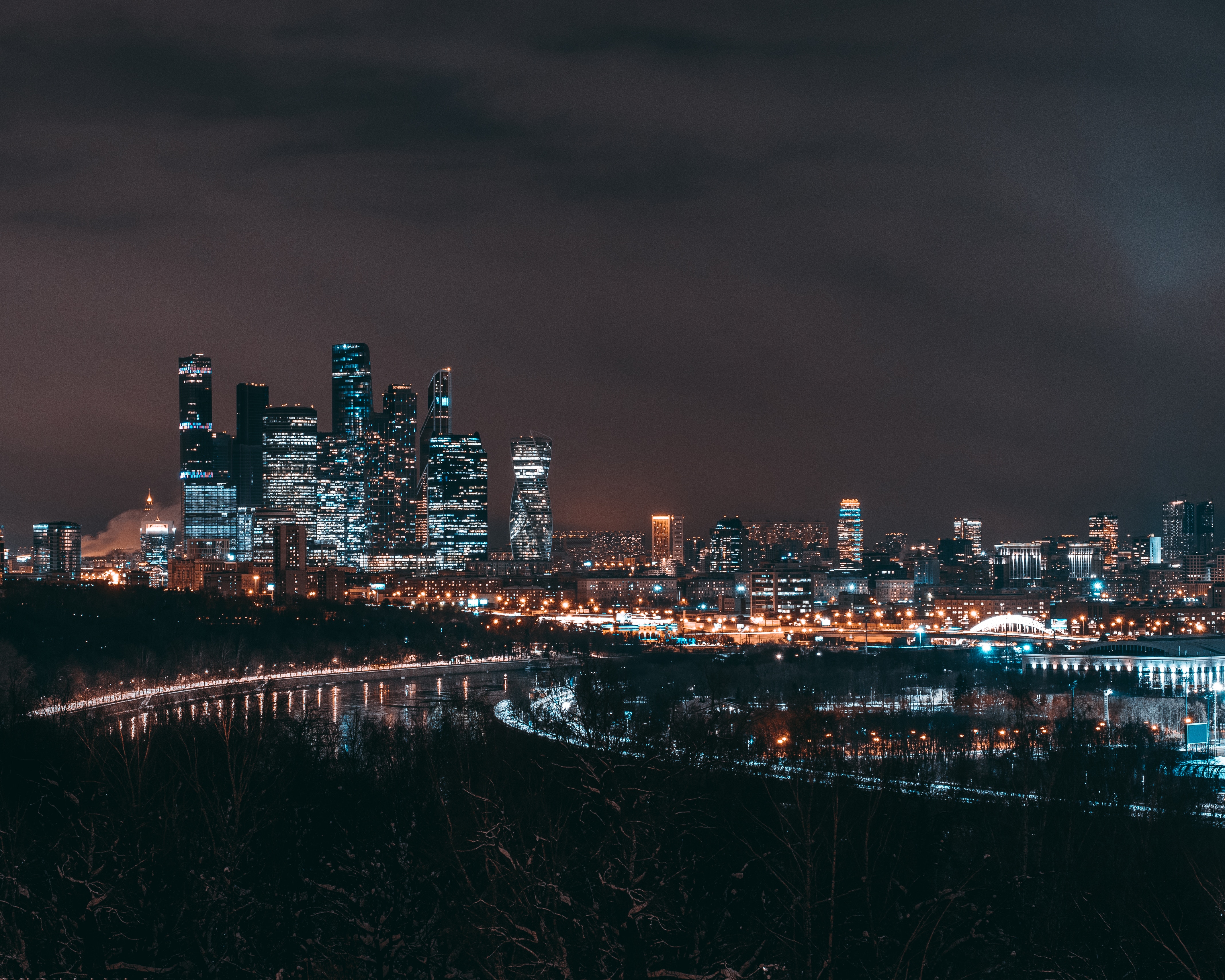 city, Moscow, Russia, Lights, Night Wallpaper