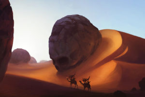 desert, Camels, Skull, Dune, Fantasy art, Artwork, Digital art