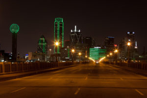 Dallas, Texas, Skycrapers, Lights, Road, Night