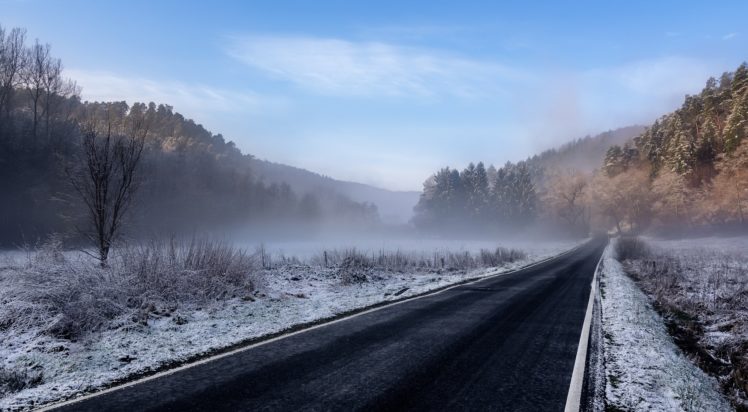 road, Winter, Landscape HD Wallpaper Desktop Background