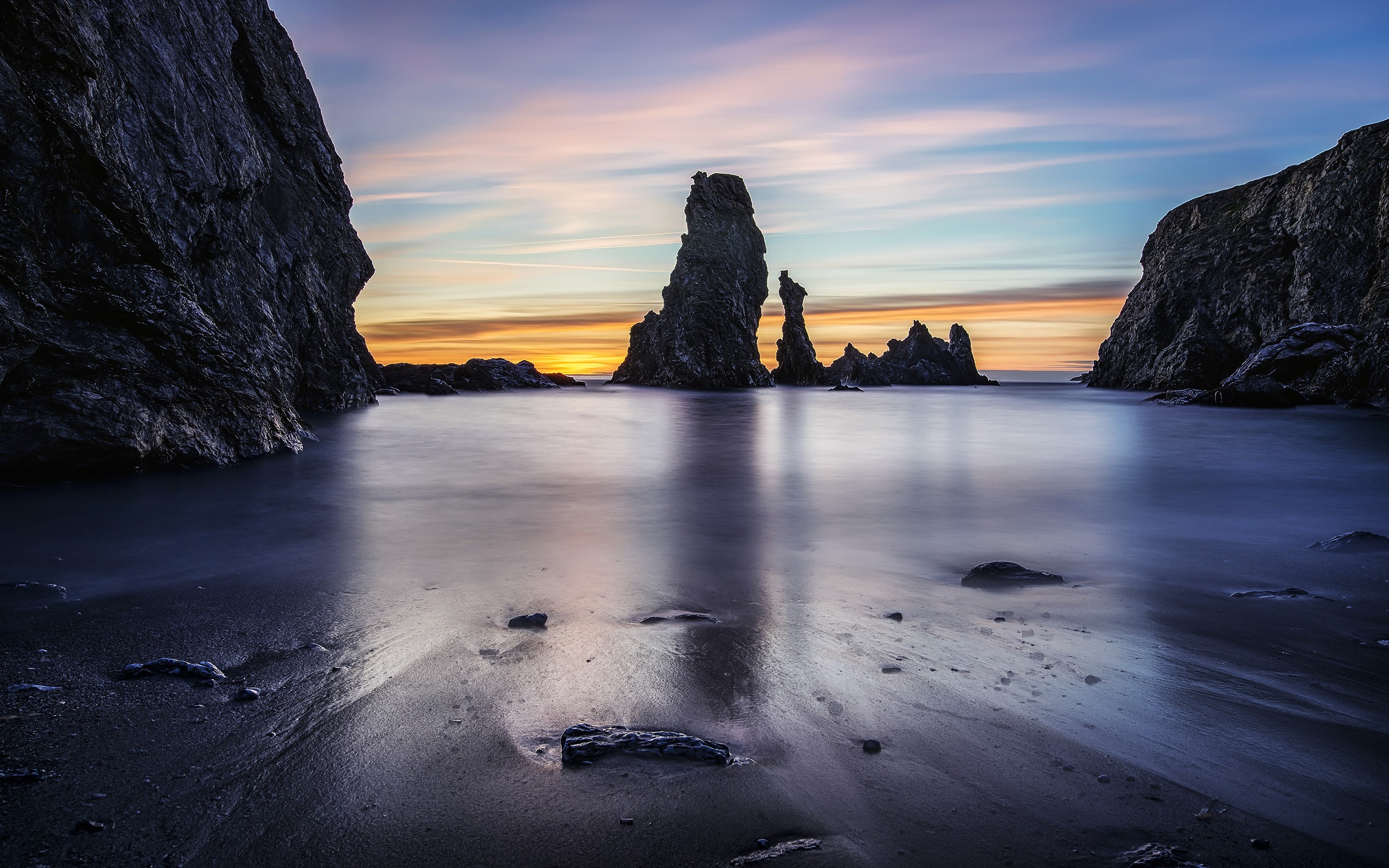 sunset, Coast, Landscape Wallpaper