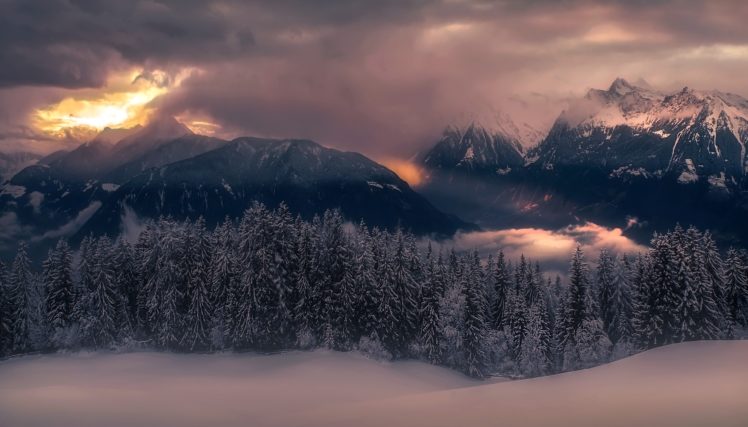 nature, Winter, Mountains, Snow, Landscape, Trees HD Wallpaper Desktop Background