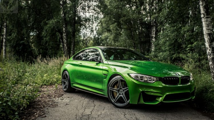 BMW M4, Car, Green car, Forest, Outdoors HD Wallpaper Desktop Background