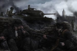 soldier, Nazi, Ambush, Tank, Machine gun, World War II, M18 Hellcat, War, Video games