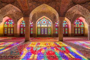 architecture, Islamic architecture, Mosque, Nasir al Mulk Mosque, Colorful, Column, Arch, Indoors, Stained glass