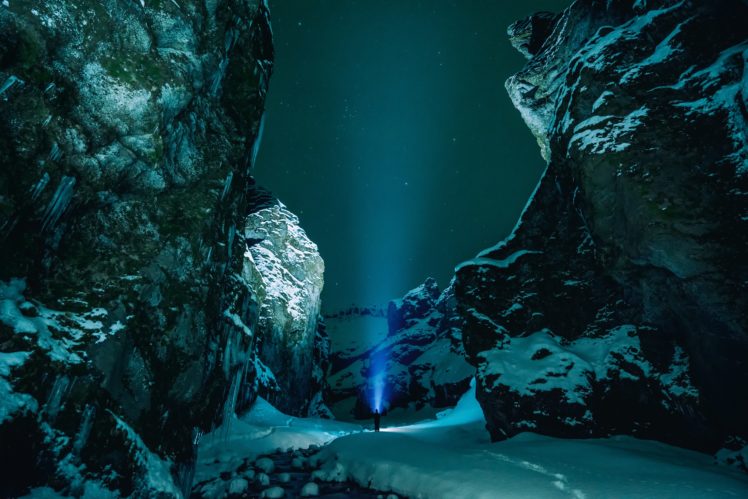 photography, Nature, Iceland, Night, Lights, Flashlight HD Wallpaper Desktop Background