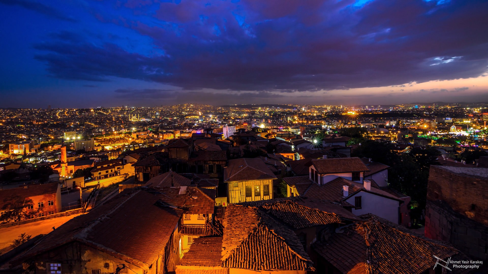 Turkey, Ankara, Cityscape, Night, Night sky Wallpaper