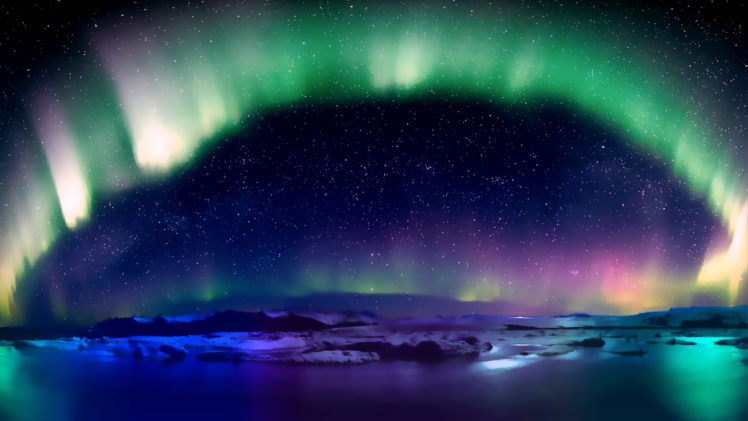 Aurora, Aurora  borealis, Lake, Stars, Cold, Nature HD Wallpaper Desktop Background