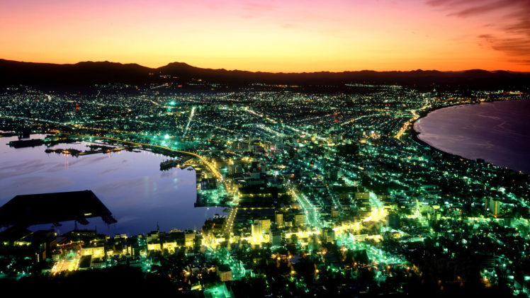 Night View Of Hakodate City HD Wallpaper Desktop Background