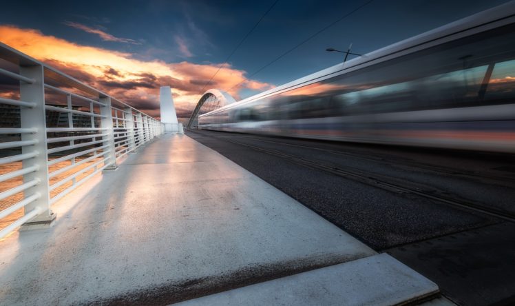 Lyon, Vehicle, Train, Long exposure HD Wallpaper Desktop Background