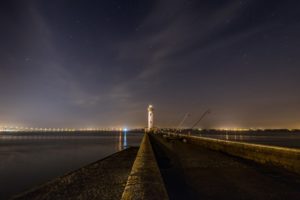 sky, Night, Lighthouse, France
