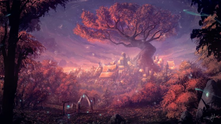 artwork, Fantasy art, Forest, Trees HD Wallpaper Desktop Background