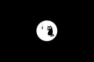 minimalistic, Monochrome, Black, Background, Cats,  drawn