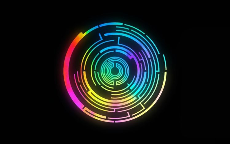 music, Multicolor, Groups, Circles, Labyrinth, Rainbows, Pendulum, Black, Background, Colors HD Wallpaper Desktop Background