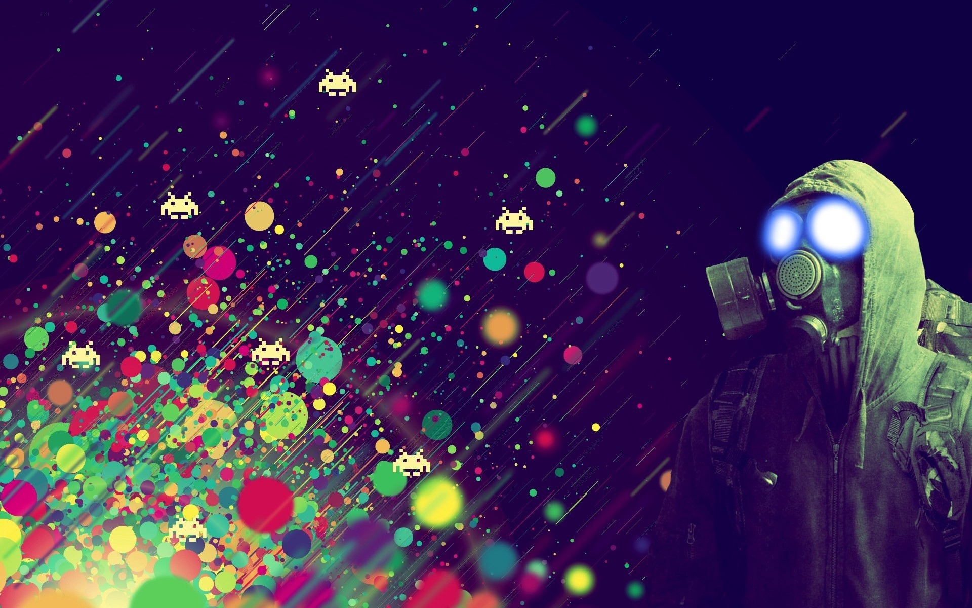 Spots Mask Abstract Colors People Space Invaders