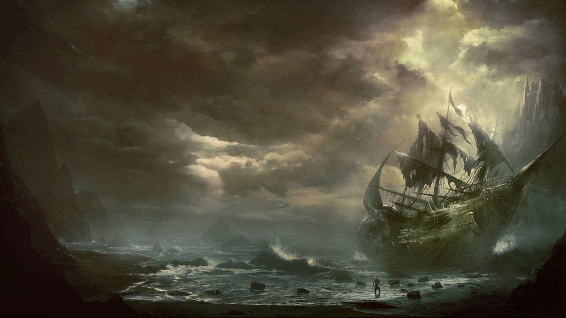 , Pirate, Fantasy, Sea, Sky Wallpaper