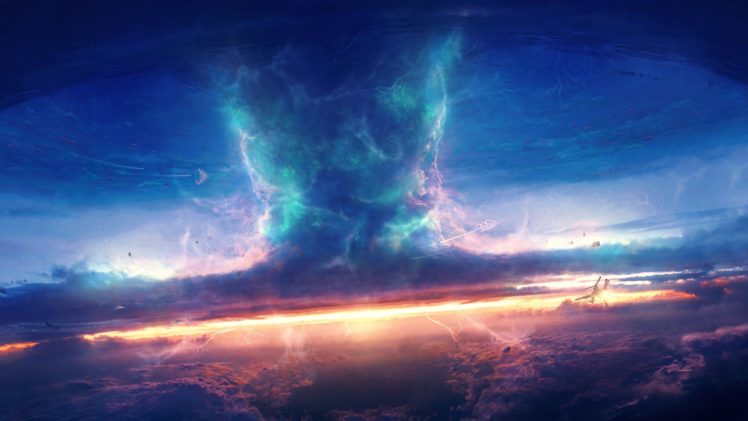 artwork, Fantasy, Art, Clouds, Sunset HD Wallpaper Desktop Background