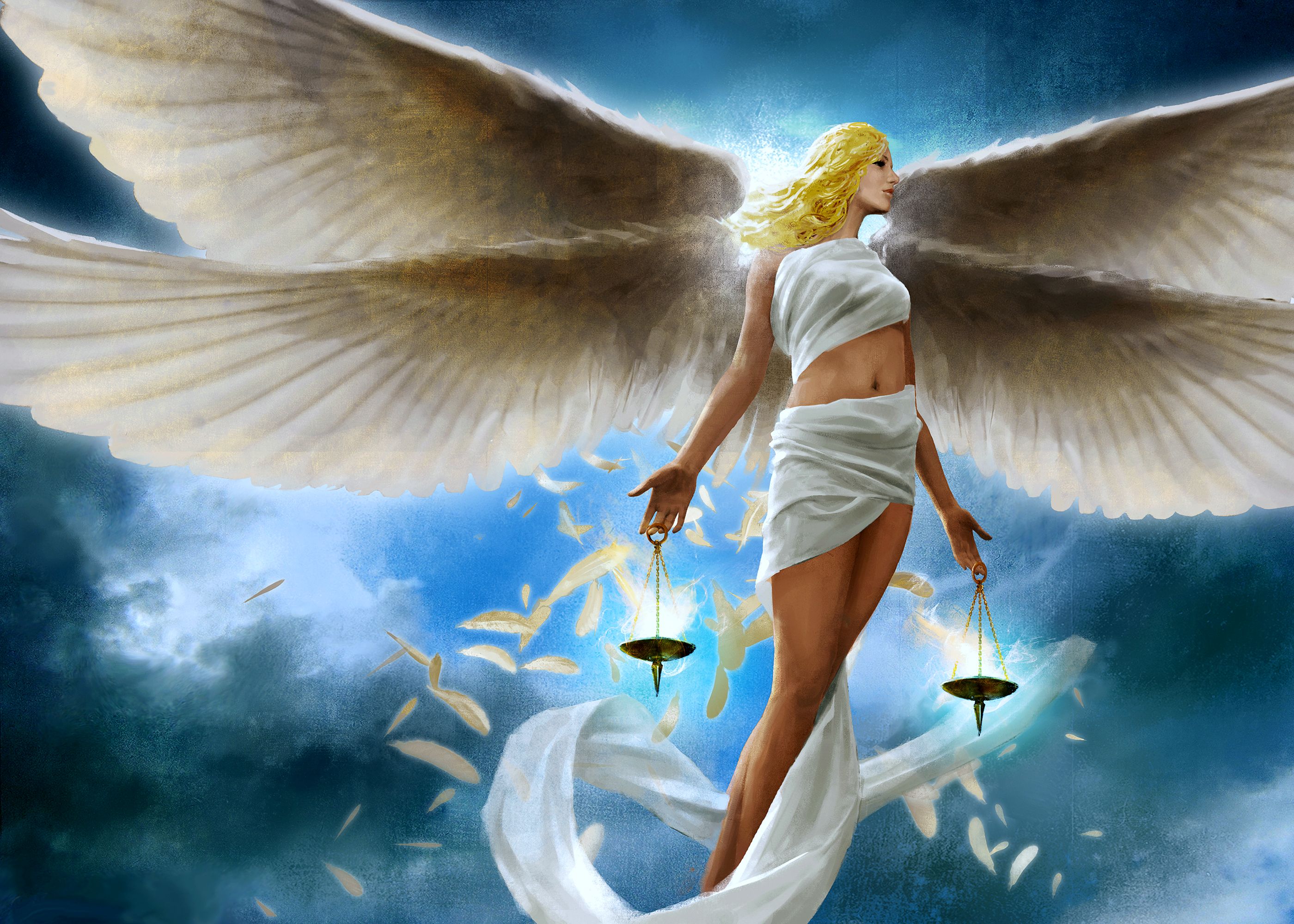 angels, Fantasy, Girls, Girl, Blonde, Angel, Feathers, Feather Wallpaper