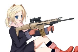 anime girls, Gun, FN SCAR, Weapon, Anime