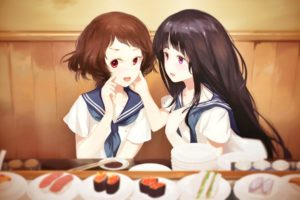 anime, Anime girls, Hyouka, Ibara Mayaka, Chitanda Eru, School uniform